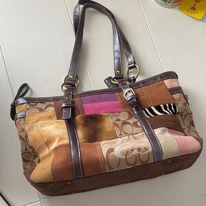 Coach Patchwork Tote Bag - Brown and Pinkx